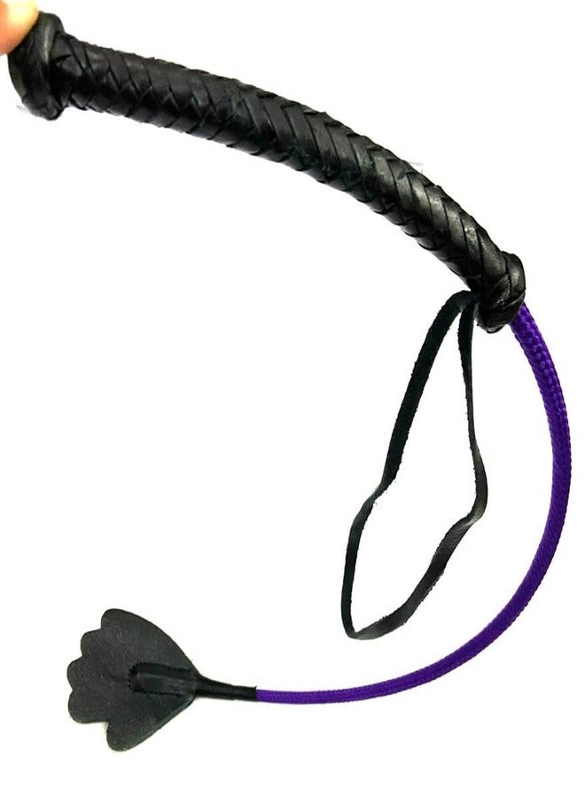 Pets Triangle 24 Inches Genuine Leather Dog Stick Whip in Paw Shape for Dog Training Morning Walk (Purple) - Image 2