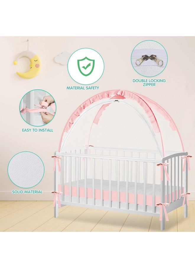 Generic - Crib Tent - Crib Net to Keep Baby in, Stop Baby from Climbing Out of Crib, Pop Up Baby Crib Tent with Durable Breathable Net Double Zipper Strong Rods Installation Convenience - Image 1