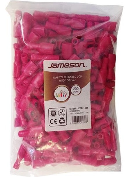 JAMESON Jffd-1638 Female Faston Type Fully Insulated Cable End (0.5-1.5 Mm - Red) (200 Pcs)  - Image 1