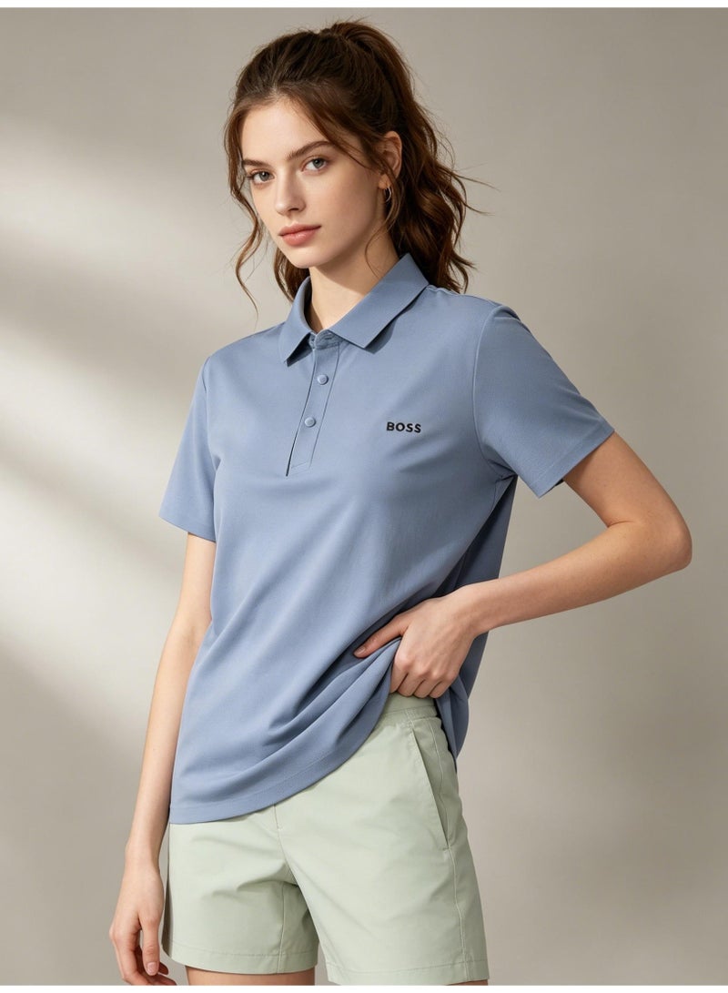 BOSS Men's Short Sleeve Collared Polo Shirt Breathable Sport Casual Daily Wear Top Dusty Blue - Image 5