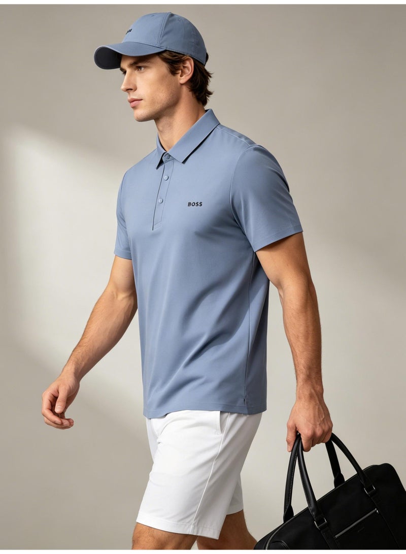 BOSS Men's Short Sleeve Collared Polo Shirt Breathable Sport Casual Daily Wear Top Dusty Blue - Image 4