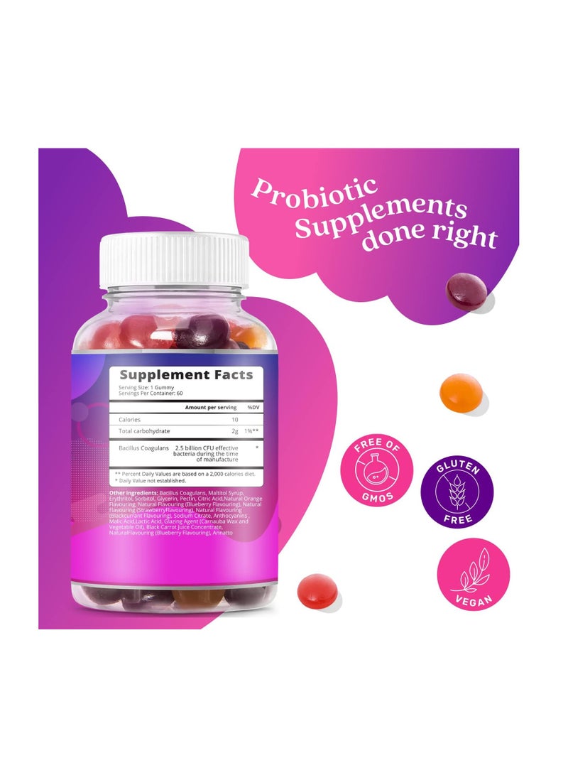 BeLive Probiotic Gummies For Kids, Men And Women For Digestive Health Vitamins Supplement, 70 Count - Image 2