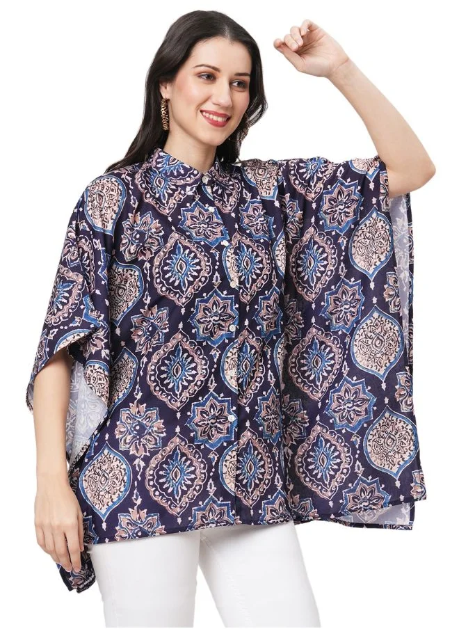 #Be Indigo Print Kaftan Shirt