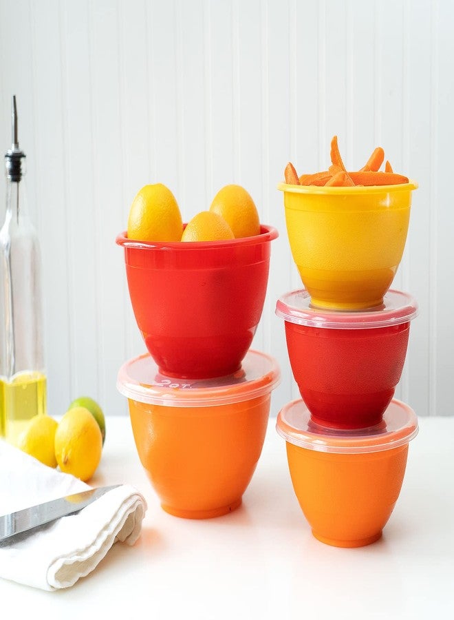 Stephanie Imports Made in USA 6-Piece Set of Prep & Store Plastic Bowls with Clear Lids (BPA-Free and Dishwasher Safe) - Orange, Red and Yellow - Image 5