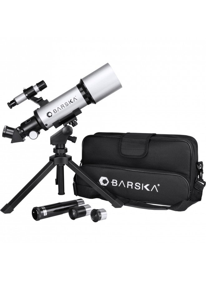 BARSKA BARSKA Starwatcher 400x70mm Refractor Telescope w/ Tabletop Tripod & Carry Case - Image 1