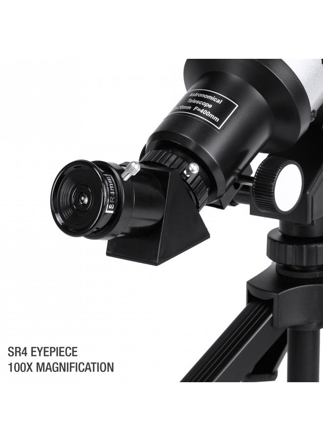 BARSKA BARSKA Starwatcher 400x70mm Refractor Telescope w/ Tabletop Tripod & Carry Case - Image 4