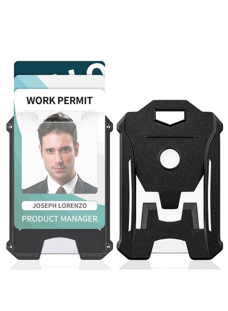 Luckam 2 Pack Badge Holder with Clear Window and Secure Clip, Hard Plastic ID Card Protector for Credit Cards, RFID & Access Cards, Office and School Use (Black) - Image 1