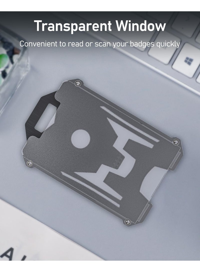Luckam 2 Pack Badge Holder with Clear Window and Secure Clip, Hard Plastic ID Card Protector for Credit Cards, RFID & Access Cards, Office and School Use (Black) - Image 2