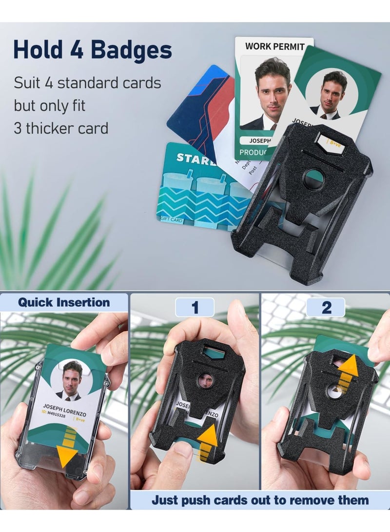 Luckam 2 Pack Badge Holder with Clear Window and Secure Clip, Hard Plastic ID Card Protector for Credit Cards, RFID & Access Cards, Office and School Use (Black) - Image 4