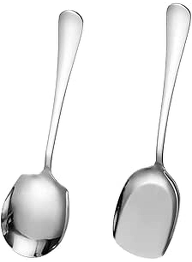ملاعق ستانلس ستيل عميقة للشوربة، مجموعة من 2، أواني تقديم سميكة للبوفيه - Image 1