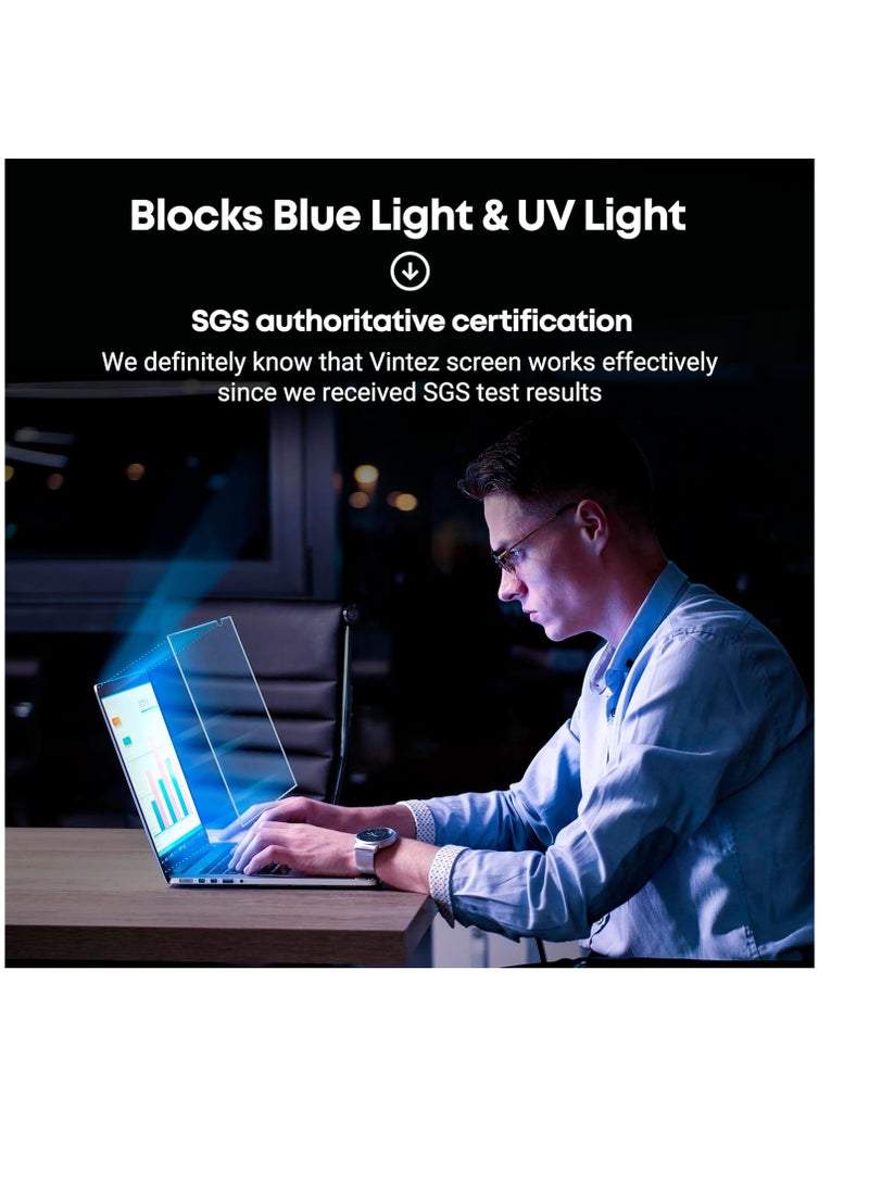 14 inch Anti-Glare Blue Light Blocking Screen Protector Panel for 16:9 Widescreen Computer Monitor and Laptop ,Anti-UV Eye Protection Filter Film - Anti-Scratch Diagonal Frame Shield [1 Pack]  - Image 4
