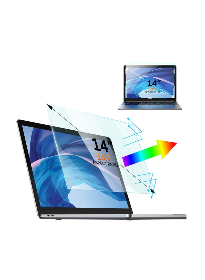 14 inch Anti-Glare Blue Light Blocking Screen Protector Panel for 16:9 Widescreen Computer Monitor and Laptop ,Anti-UV Eye Protection Filter Film - Anti-Scratch Diagonal Frame Shield [1 Pack]  - Image 1