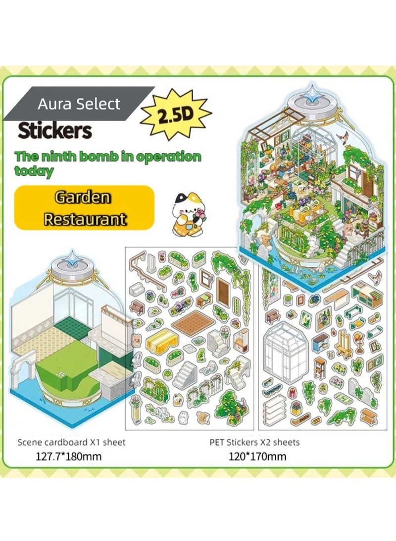  أورا سيليكت مجموعة ملصقات مشاهد غامرة بتقنية البعدين والنصف للأطفال: ملصقات شفافة قابلة لإعادة الاستخدام + لوحات خلفية ثلاثية الأبعاد | أفكار إبداعية، تدريب على التركيز وتخفيف التوتر | هدية تعليمية بدون شاشات (موضوع واحد مع ملقط) - Image 1