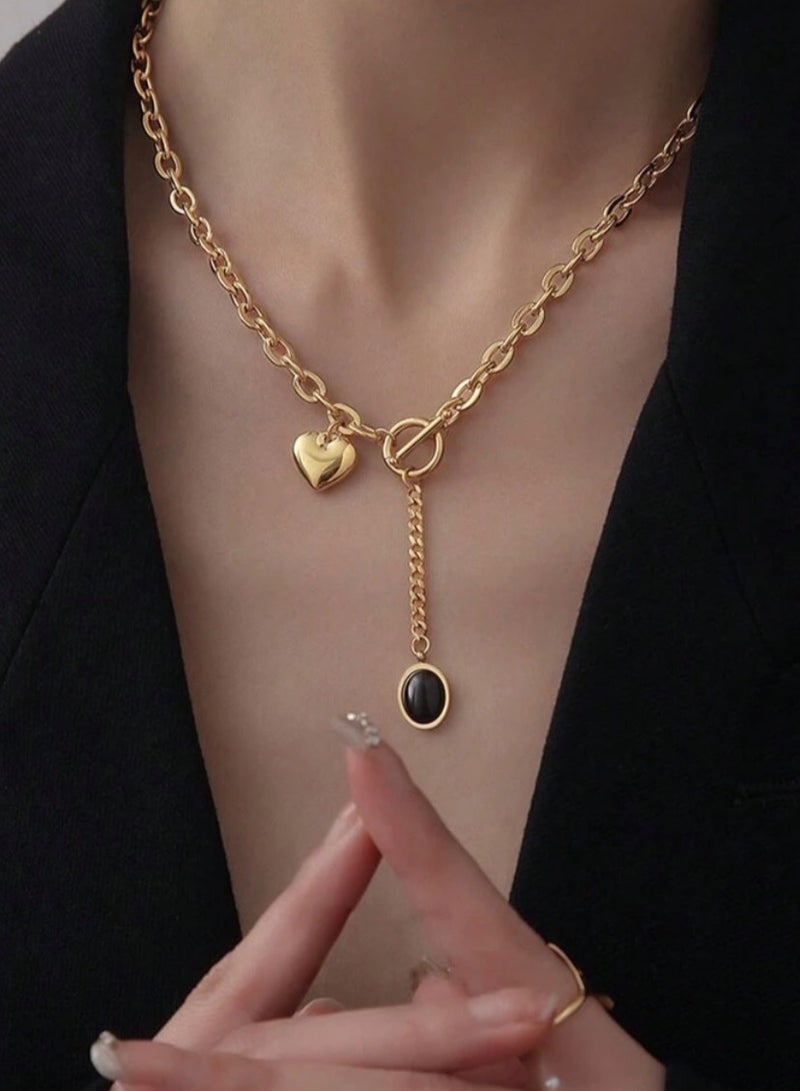 إيكوال سلسال نسائي أنيق من الاستانلس ستيل مطلي باللون الذهبي - Image 1