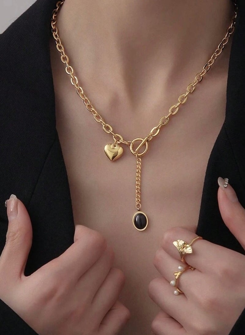 إيكوال سلسال نسائي أنيق من الاستانلس ستيل مطلي باللون الذهبي - Image 5