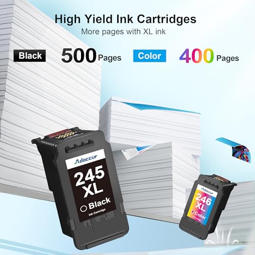 Adoccur PG-245 XL/CL-246 XL Ink Value Pack (2 Cartridges) Replacement for Canon 245XL 246XL Combo Pack 245XL Ink Cartridge Compatible with Pixma TS202/TR4520/MG2525/TS3322/TS3320/MG2522/TS302/MG2520/MX490 - Image 3