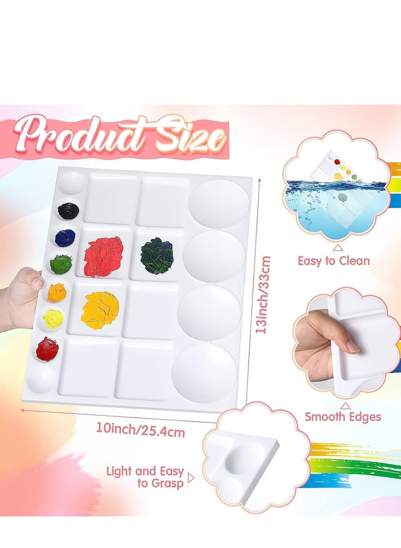 6 Pcs Plastic Tray Palette Oil 20 Well 13 x 10 Inches Watercolor  White Paint for Kids to Acrylic Students - Image 3