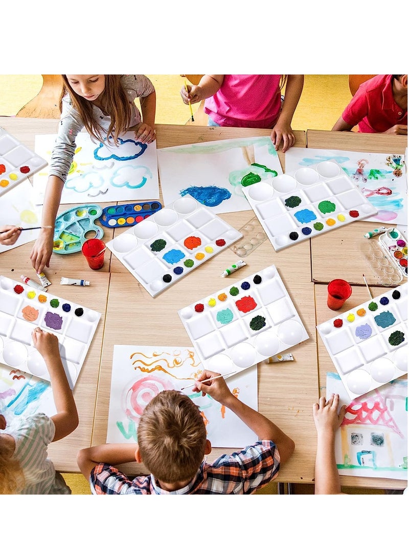 6 Pcs Plastic Tray Palette Oil 20 Well 13 x 10 Inches Watercolor  White Paint for Kids to Acrylic Students - Image 5