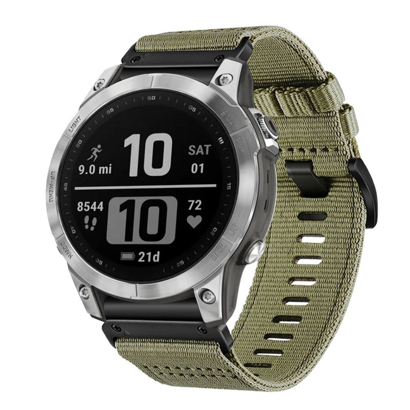 For Garmin Fenix 7 Pro Nylon Canvas Quick Release 22Mm Watch Band(Olive Green) - Image 1