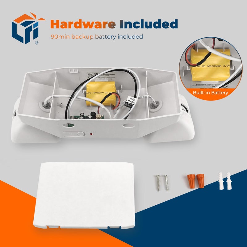 Light Fixture Industries LFI Lights - UL Certified - Hardwired LED Standard Emergency Light - Square Head - EL2WBB - Image 5