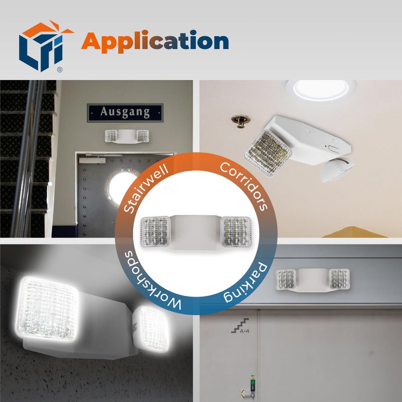 Light Fixture Industries LFI Lights - UL Certified - Hardwired LED Standard Emergency Light - Square Head - EL2WBB - Image 4