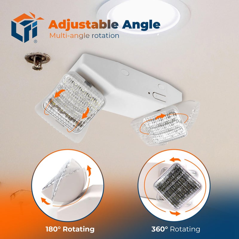 Light Fixture Industries LFI Lights - UL Certified - Hardwired LED Standard Emergency Light - Square Head - EL2WBB - Image 3