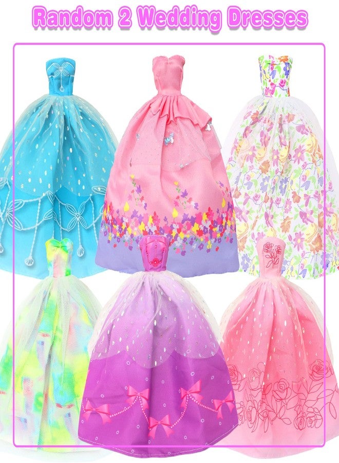 BJDBUS 50 Pcs Doll Clothes and Accessories, 2 Wedding Gowns 4 Fashion Dresses 2 Tops 2 Pants Outfits 2 Swimsuits Bikini 10 Shoes 10 Hangers 17 Accessories Stuffers for 11.5 inch Girl Doll - Image 3