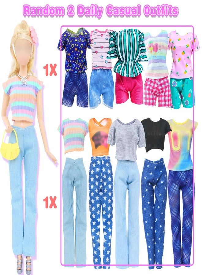 BJDBUS 50 Pcs Doll Clothes and Accessories, 2 Wedding Gowns 4 Fashion Dresses 2 Tops 2 Pants Outfits 2 Swimsuits Bikini 10 Shoes 10 Hangers 17 Accessories Stuffers for 11.5 inch Girl Doll - Image 4