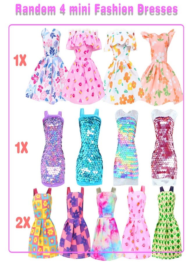 BJDBUS 50 Pcs Doll Clothes and Accessories, 2 Wedding Gowns 4 Fashion Dresses 2 Tops 2 Pants Outfits 2 Swimsuits Bikini 10 Shoes 10 Hangers 17 Accessories Stuffers for 11.5 inch Girl Doll - Image 5