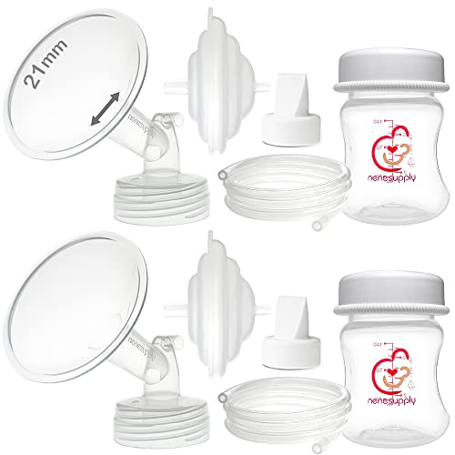 Nenesupply Pump Parts Compatible with Spectra S2 S1 9 Plus Breast Pump to Replace Spectra Pump Parts S2 Accessories Flange 21mm Duckbill Valve Tubing Pumping Bottles Backflow Protector