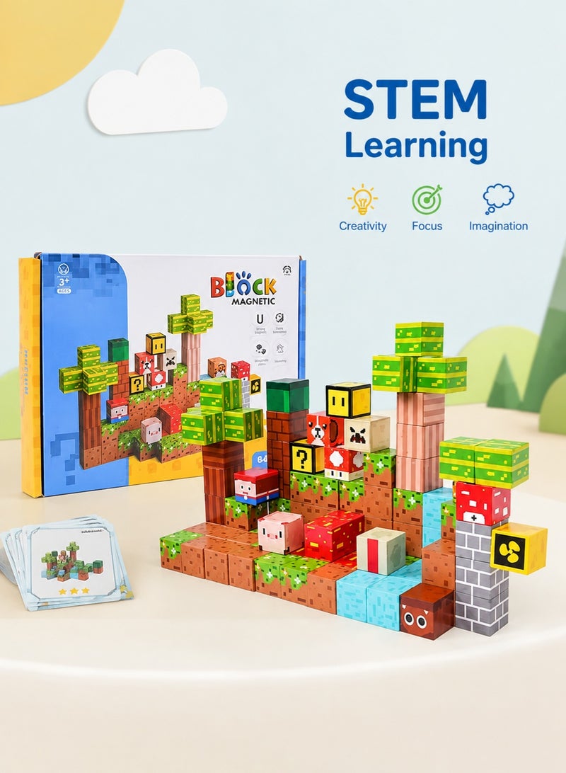 Silkja 75PCS Magnetic Building Blocks for Kids 3+ | Pixel Style Magnetic Cubes Construction Set | STEM Educational Building Toy for Creative Play, Fine Motor Skills, Boys & Girls - Image 4
