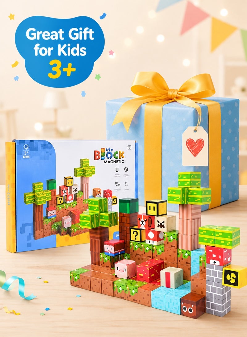 Silkja 75PCS Magnetic Building Blocks for Kids 3+ | Pixel Style Magnetic Cubes Construction Set | STEM Educational Building Toy for Creative Play, Fine Motor Skills, Boys & Girls - Image 5