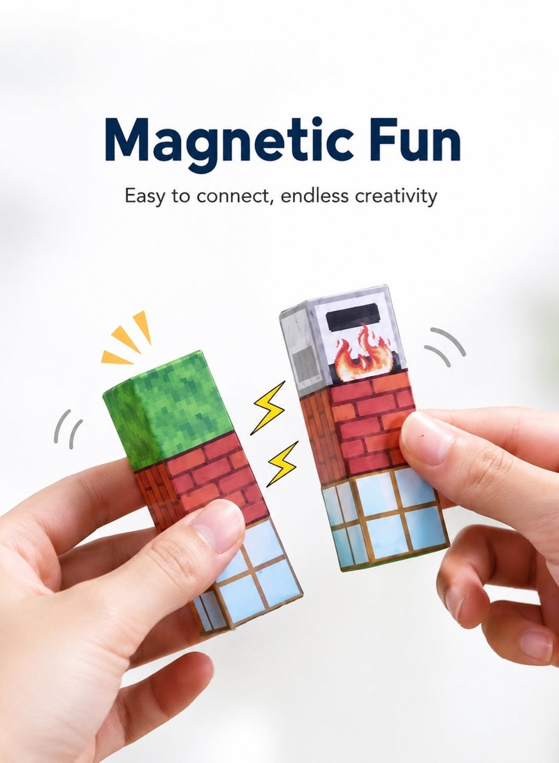 Silkja 75PCS Magnetic Building Blocks for Kids 3+ | Pixel Style Magnetic Cubes Construction Set | STEM Educational Building Toy for Creative Play, Fine Motor Skills, Boys & Girls - Image 3