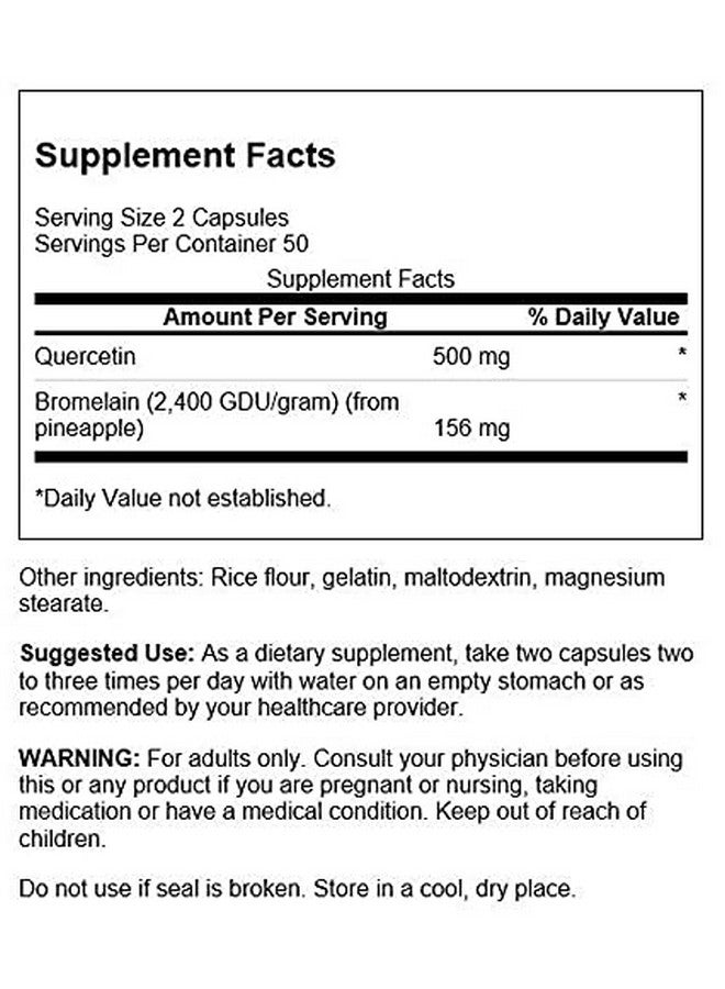 SWANSON Quercetin & Bromelainpromote Respiratory Health Supportaid Seasonal Immune System Healthsupport Cholesterol Levels Already W/I Normal Range 100 Caps (250Mg Quercetin/78Mg Bromelain) - Image 3
