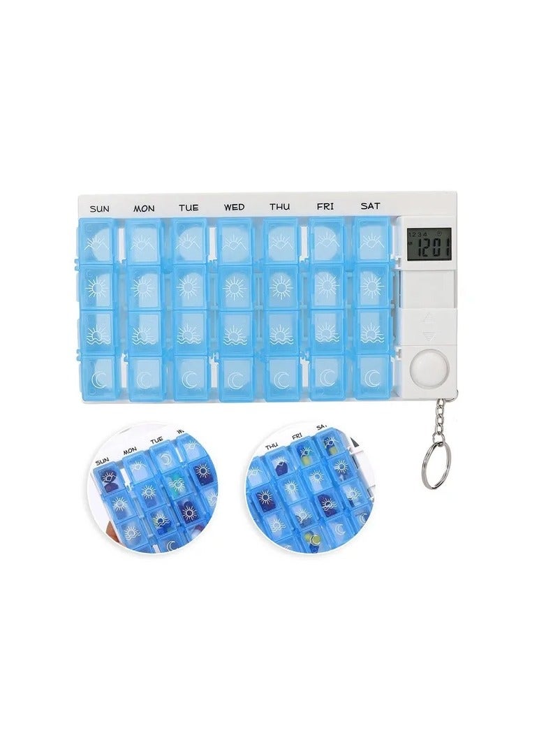 1-Piece 28 Grids Weekly Portable Medicine Tablet Pills Storage Box,Candy Organizer Case With Remider - Image 3