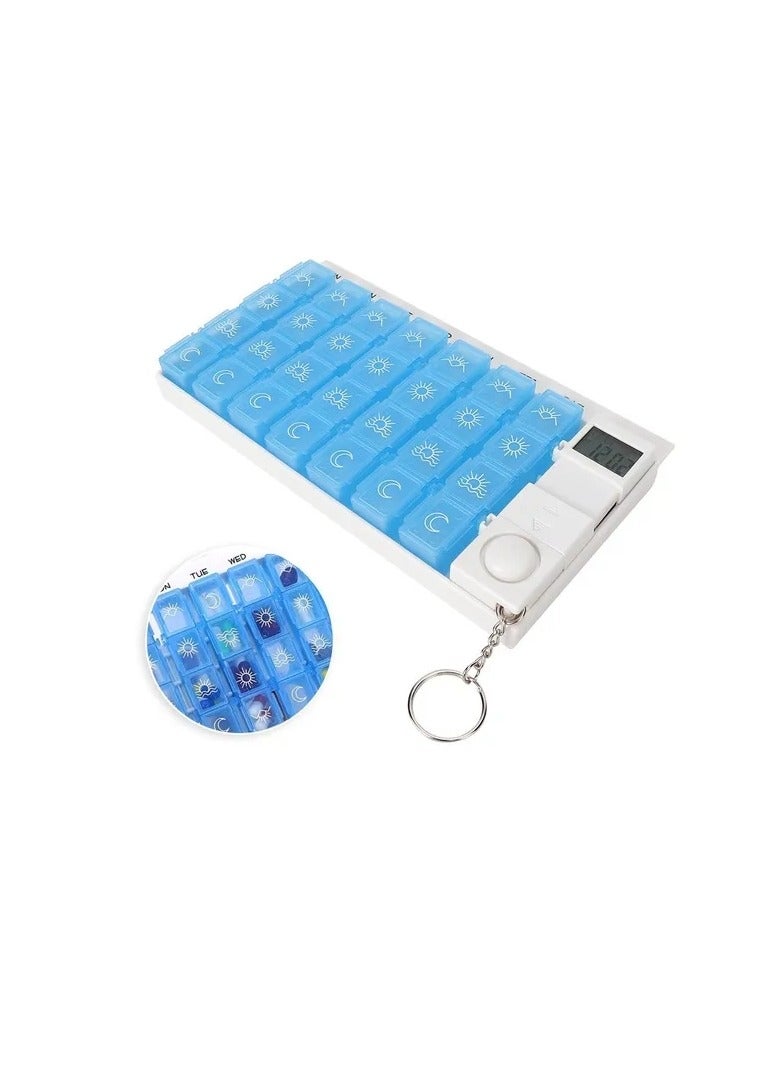 1-Piece 28 Grids Weekly Portable Medicine Tablet Pills Storage Box,Candy Organizer Case With Remider - Image 5