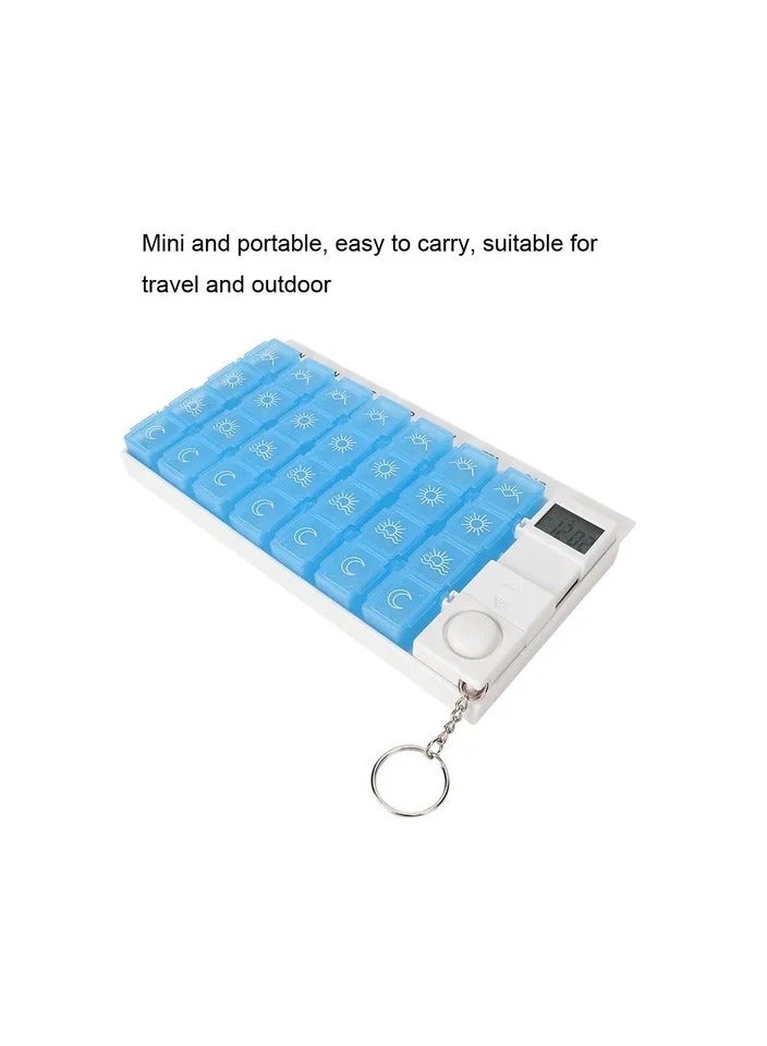 1-Piece 28 Grids Weekly Portable Medicine Tablet Pills Storage Box,Candy Organizer Case With Remider - Image 2