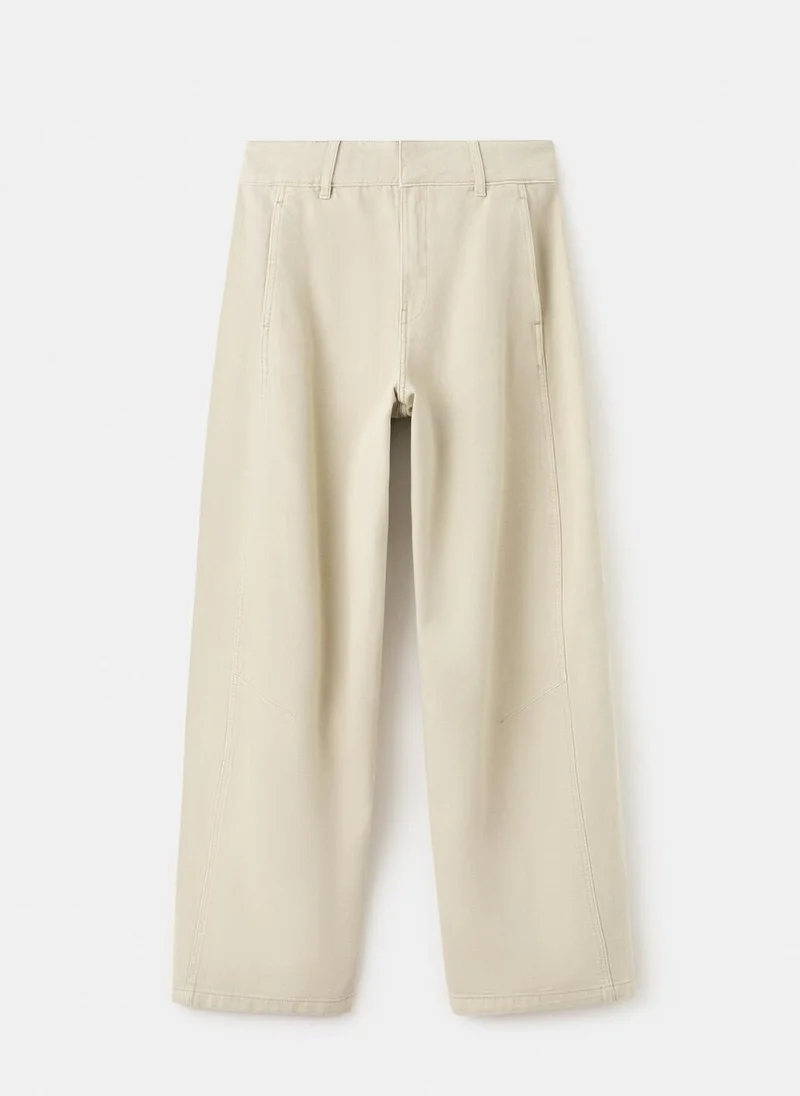 Mango 37-KHAKI Balloon Jeans With Seams for Women | Best Price UAE