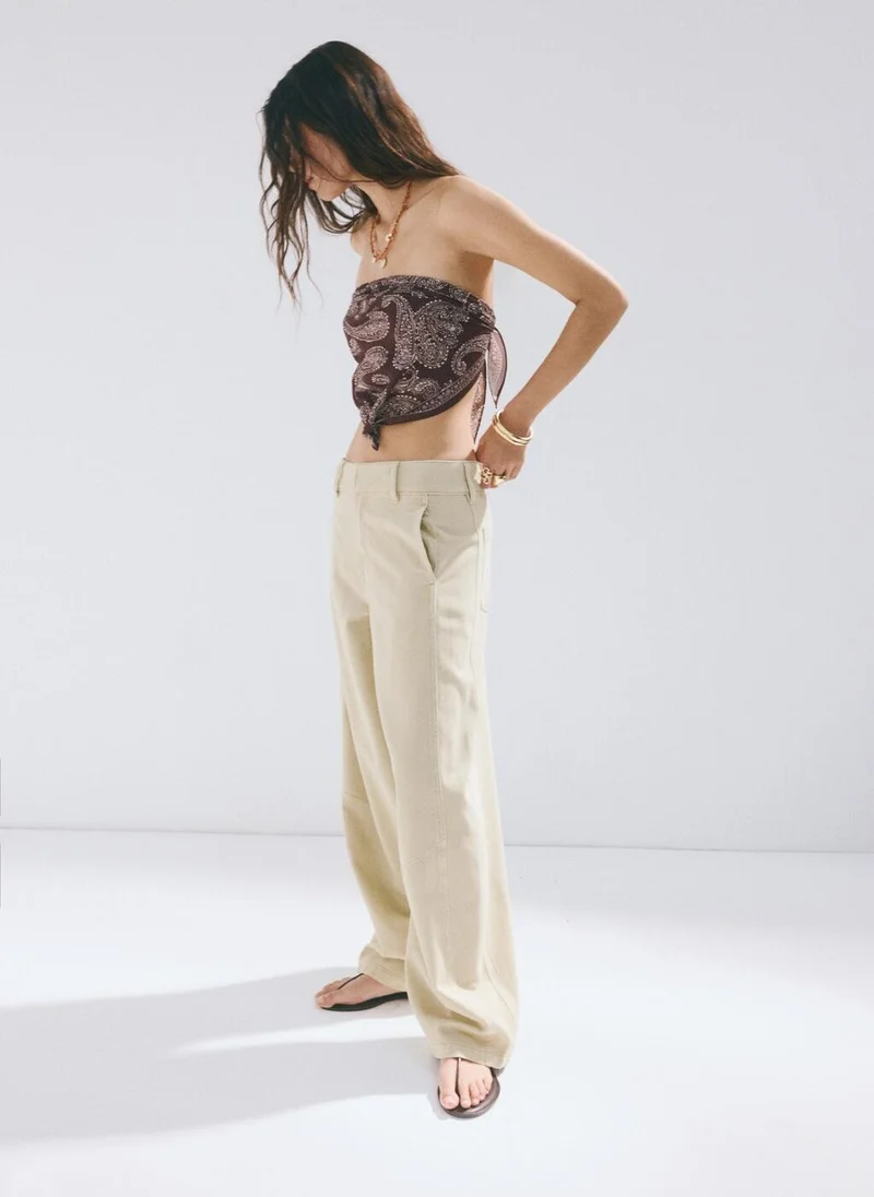 Mango 37-KHAKI Balloon Jeans With Seams for Women | Best Price UAE