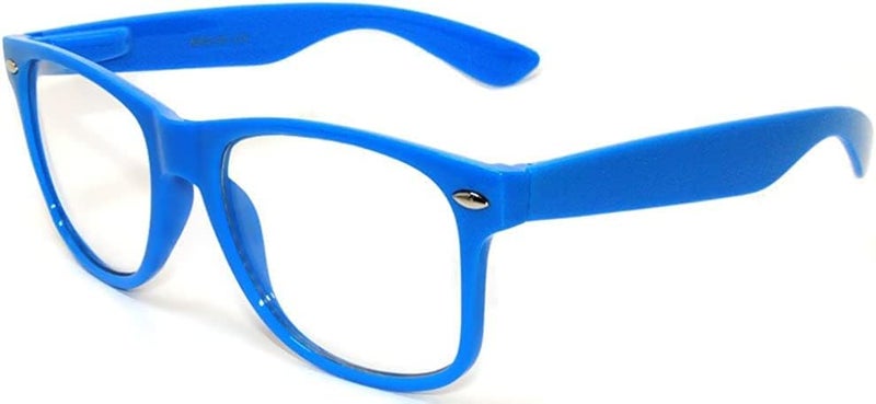OWL Classic Vintage Sunglasses 80s Style with Clear Lens, Smoke Lens Nerdy Colorful Frames - Image 1