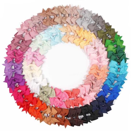 BBgifts 80PCS Baby Hair Ties With Bows 2Inch Hair Bows Elastic Rubber Bands Finger Hair Ties Ponytail Holders Hair Accessories for Baby Girls Newborn Infants Toddlers - Image 1