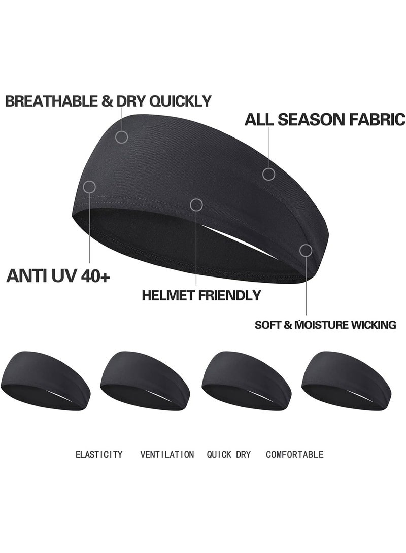 Mens Running Headband,5Pack,Mens Sweatband Sports Headband for Running,Cycling,Basketball,Yoga,Fitness Workout Stretchy Unisex Hairband - Image 3