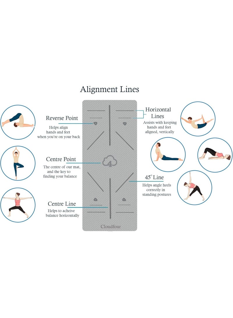 Cloudfour Yoga Mat, Non-slip 6mm Thick Workout Mat with Alignment Lines Perfect for Pilates, Meditation, Stretching, Fitness Training, Exercise Mat with Carry Bag and Travel Strap for Gym and Home - Image 3
