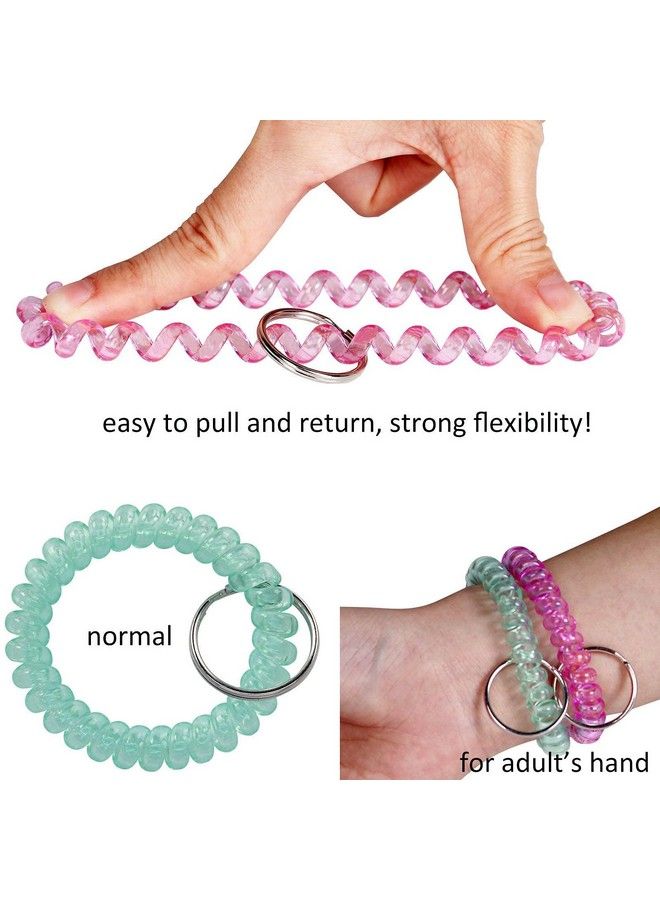 BIHRTC Pack Of 6 Colorful Flexible Spiral Coil Stretchable Spring Wristband Key Ring Plastic Spring Flexible Spiral Wrist Key Chain Wrist Band Bracelet For Gym Pool Id Badge Sports  - Image 4