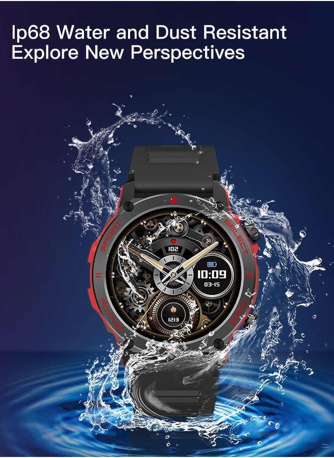 PEJE PEJE Smartwatch - 1.43" AMOLED,Smart Watches for Men,Prayer Alerts & Arabic, SpO2/Heart Rate/Sleep Monitor, 120+ Sports Modes, IP68 Waterproof, Bluetooth Calls + Extra Strap, iOS/Android (Black)  - Image 2