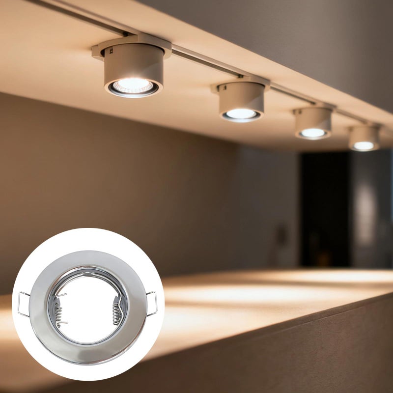 Chrome Mr16 Gu10 Downlight Recessed Kit 6 Pcs Set With Connectors 3 1 Inch - Image 4
