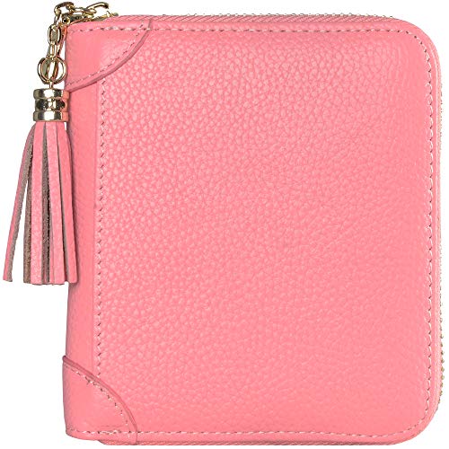 Easyoulife Womens Credit Card Holder Wallet Zip Leather Card Case RFID Blocking (Pink) - Image 4