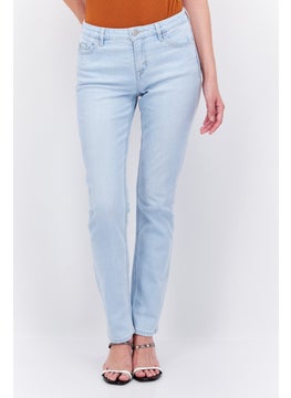 ESPRIT Women Straight Fit Washed Stretchable Jeans, Light Blue  - Image 1