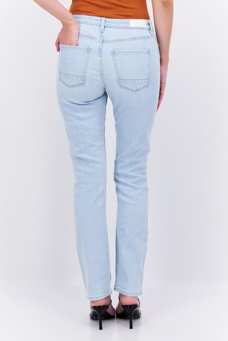 ESPRIT Women Straight Fit Washed Stretchable Jeans, Light Blue - Image 3