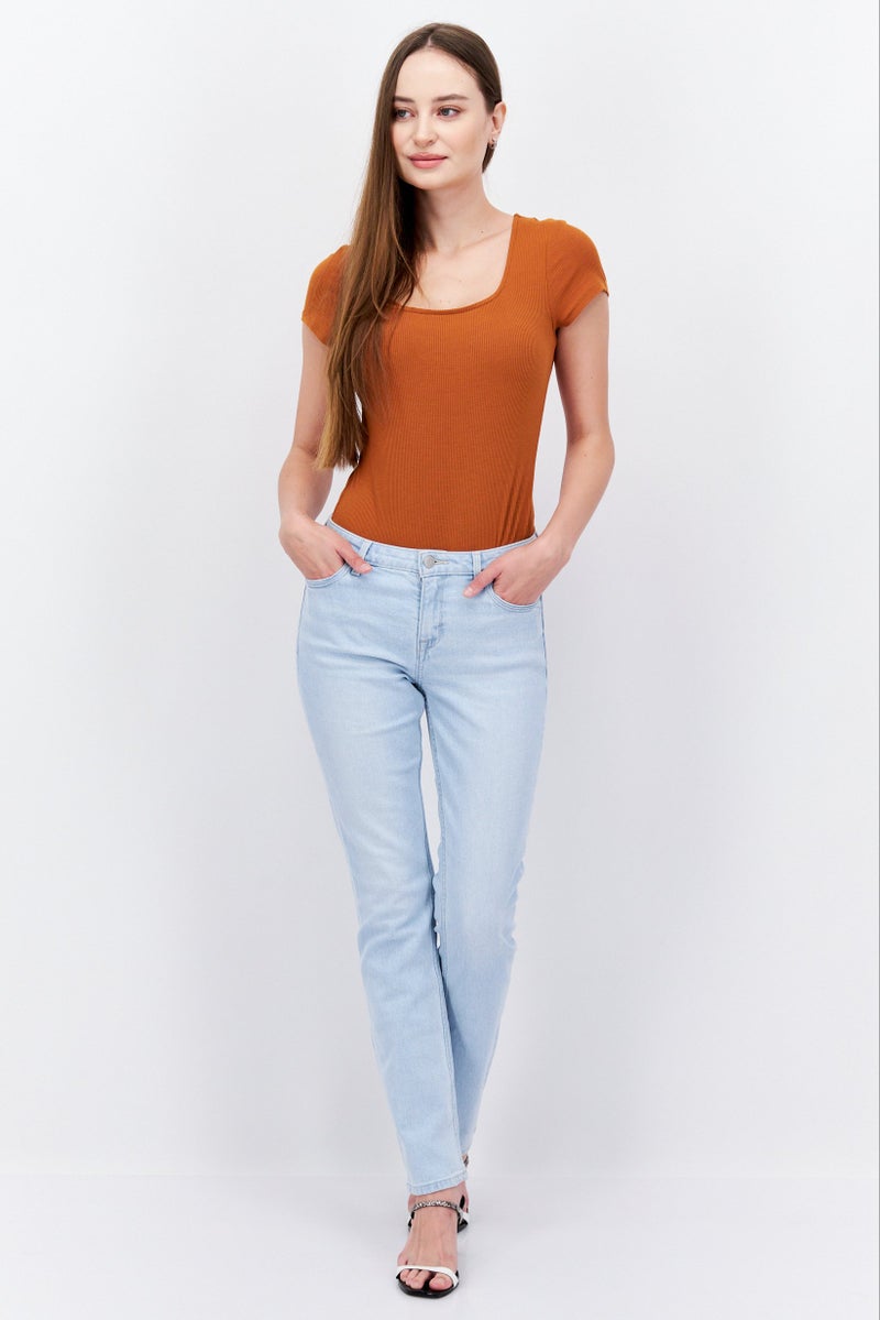 ESPRIT Women Straight Fit Washed Stretchable Jeans, Light Blue - Image 2